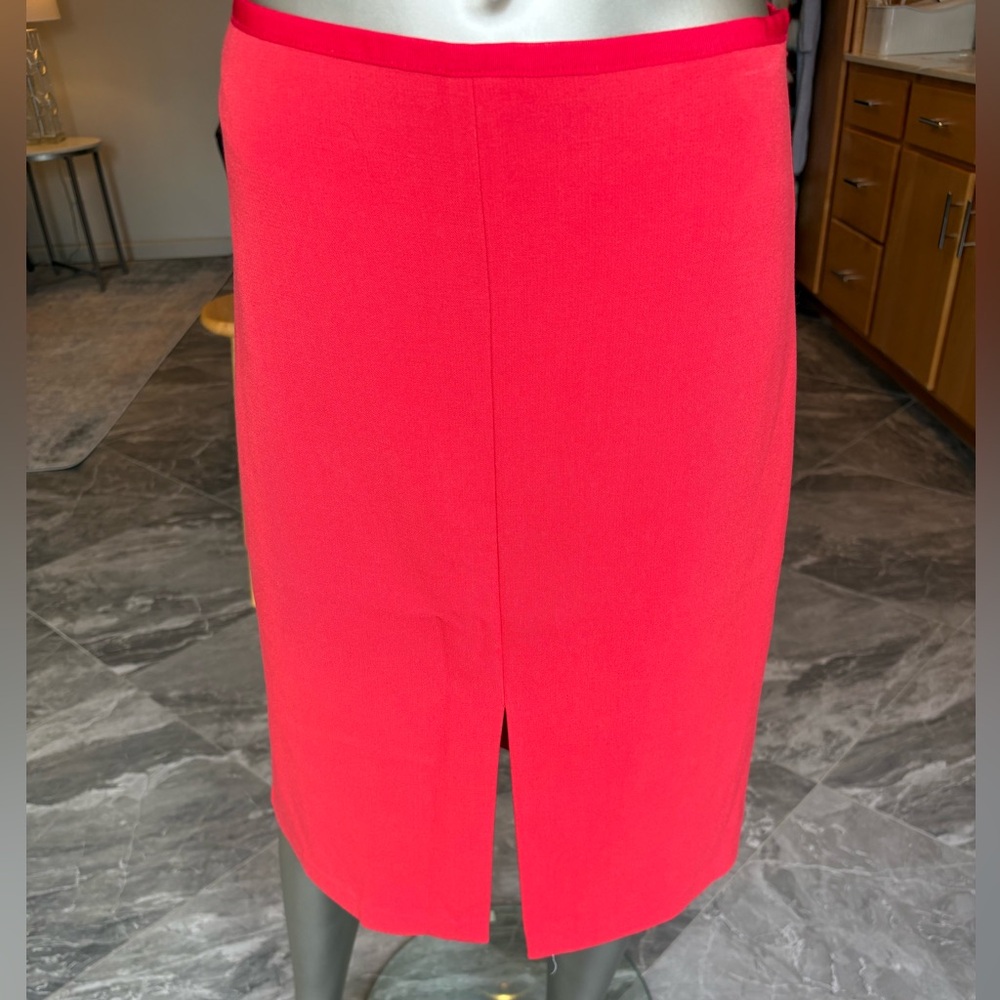 Coral Red Pink A Line Skirt with Front Slit
